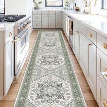 Soft Neutral Area Rugs 5x7, Washable Rug With Non Slip Backing, 5 X 7 Faux Cashmere Low-Pile Carpet, Cream White & Blue & Light Brown,  2025 Design - Green - View 16