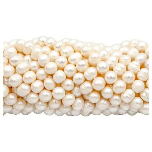 Perla Natural cultivada De Rio redonda irregular 1 tira