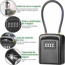 Caja para Llaves con Cuerda de Alambre, Impermeable Caja de Seguridad para Llaves, Porttil Caja de Bloqueo para Llaves al Aire Libre, Caja para Llaves de 4 Dgitos para Hogar Exterior Oficina - Cuerda Negro - Ver 1