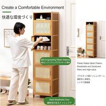 Shoe Cabinet Storage Entryway Closed Shoe Rack Front Door Entrance Narrow Rattan Shoe Organizer Cabinet Entryway Storage Furniture Bedroom Hallway 4681011 Tier Size: 10 Tie - Un color + 11 niveles - Ver 6