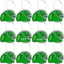 12 Pcs Cheer Luggage Tags Suitcases Travel Labels With Metal Ring Cheer Pom Pom Keychain Name Cheerleader Teams Gifts Cheerleading Sports Accessories Backpack Charms Women - Green + Cheer - View 1