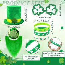 Laumoi 10 Pcs St Patricks Day Costume Shamrock Leprechaun Hat With Beard Sequin Bow Tie Vest Shamrock Necklaces Glasses{"Color_name":"Fresh","Size_name":"Medium"} - 新鮮的 - 查看 3