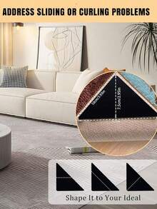 12pcs Carpet Anti-Slip Grips - Reusable Double-Sided Carpet Tape, Carpet Pad Gripper Keeps Corners Flat, Suitable For Hardwood Floors And Tiles - Multicolor - View 9