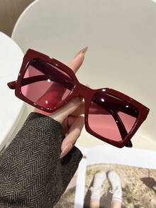1 Cặp kính thời trang gọng vuông màu đỏ tía dành cho nữ, phụ kiện thời trang đi biển. - Nhiều màu - Xem 1