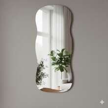 Wavy Organic Mirror 80x40 Cm Modern Decorative Luxury Exclusive Design For Wall Decoration - White - View 2