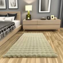 1 pièce Tapis de zone en fausse fourrure moelleuse, tapis décoratif doux et chaud de couleur crème, convient pour le salon, la chambre, le bureau, l'entrée
