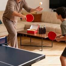 Set di racchette da ping pong con due racchette e tre palline, manico lungo, racchetta orizzontale, gomma anteriore e posteriore ad alta elasticità - Rosso - Visualizzare 1