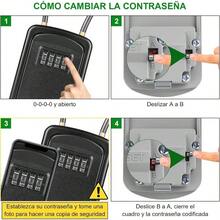 Caja para Llaves con Cuerda de Alambre, Impermeable Caja de Seguridad para Llaves, Porttil Caja de Bloqueo para Llaves al Aire Libre, Caja para Llaves de 4 Dgitos para Hogar Exterior Oficina - Cuerda Negro - Ver 7