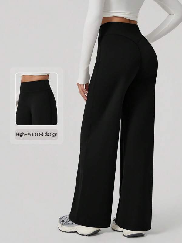 NcmRyu 1 pieza Pantalones deportivos de cintura alta, sueltos y de pierna ancha para mujer