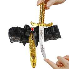 2 Pcs Pirate Sword With Lace Bow Womens Pirate Costume Toy Sword With Thigh Garter Pirate Costume Women Pirate Accessories{"Color_name":"Gold"} - Vàng - Xem 8