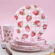 10/20/30pcs,Strawberry Birthday Party Plates And Cups Decoration Summer Watercolor Fruit Tableware Plates Cups For Wedding Berry First Birthday Themed Baby Shower Party Supplies, Disposable 9'' 7'' Paper Plates 9 Oz Cups Cutlery Dinnerware For 1st Birthday