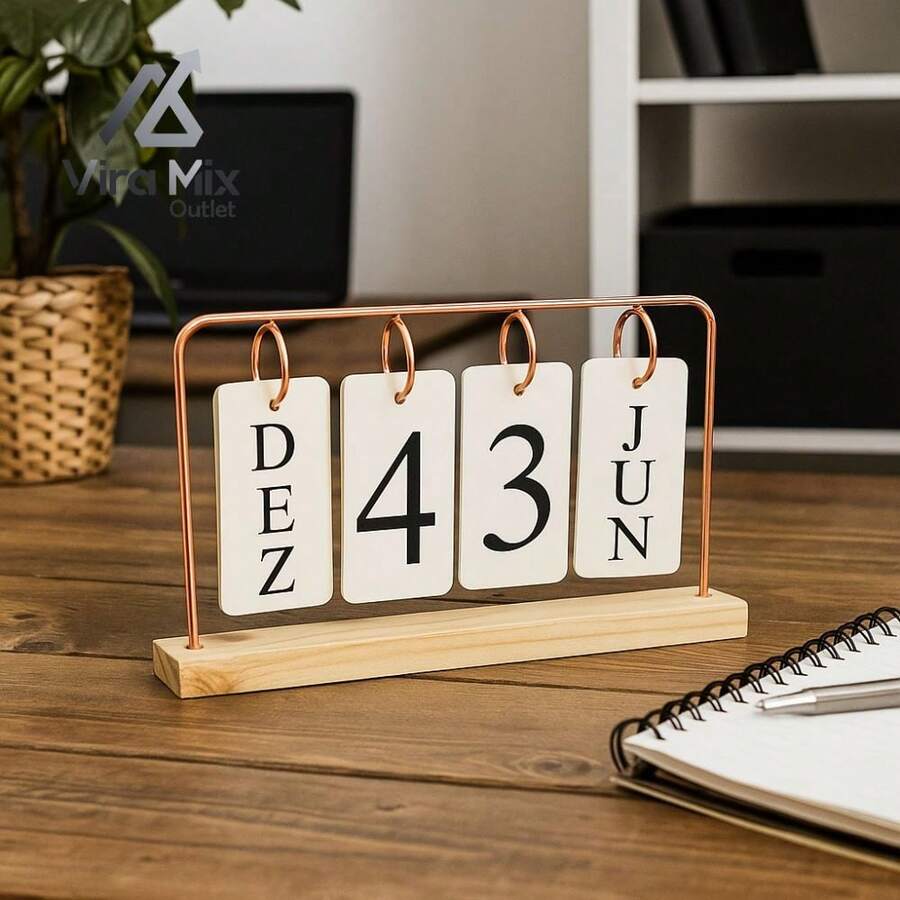 Decorative Permanent Desk Calendar With Plaques For Home And Office - ROSÉ - View 1