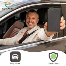 Cartera plegable de identificación, delgada y ligera, con espacio para 3 tarjetas y ranura con ventana para tarjeta de identificación o tarjeta de visita, diseño profesional negro, esencial para viajes, decoración de habitación - Negro - Ver 4