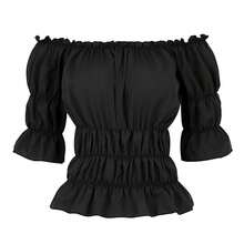 Womens Tops And Blouses Victorian Pirate Skirt Costumes Steampunk Plus Size Renaissance Shirt{"Size_name":"X-Small","Color_name":"Black"} - Đen - Xem 1