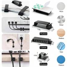 Kit de Gestin de Cables, 67 clips de adhesivo organizador de cables de escritorio, 22 correa de reutilizable, 4 manguito de Split, 200 Nylon Zip Ties, 20 soportes313, Ferroso - 181 + Ferroso - Ver 4