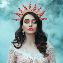 Flame Halo Crown Headpiece Spiked Fire Headband Greek Goddess Headpiece For Women Halloween Renaissance Costume