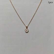 Gold Exquisite Stainless Steel Shell Letter Pendant Necklace, Optional From A-Z, Round Head Pendant Necklace With Waterproof Collarbone Chain, Suitable For Daily Wear