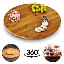 360° Bamboo Rotating Board Snack Plate Cold Cuts Appetizers - 摩卡棕 - 查看 2