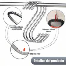Gancho en S de Acero Inoxidable, Gancho de Almacenamiento Multifuncional para Bao de Cocina Plata 12pcs 11cm - Plata 12 piezas 7cm - Ver 4