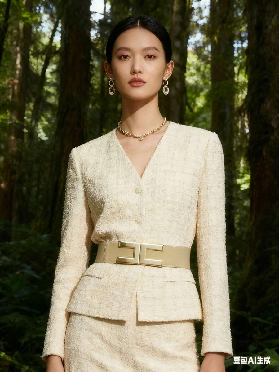 6cm Wide Elastic Belt With Alloy Buckle][ - 米色 - 查看 1