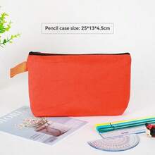 1pc Colorful Canvas Pencil Case, Zipper Style Hand-Held Makeup Bag, Organizing And Storing Stationery Bag, Multi-Color Pencil Case, Hand-Held Bag, Cosmetics Storage Hand-Held Canvas Bag, Simple And Portable,The Color Of The Handle Is Random