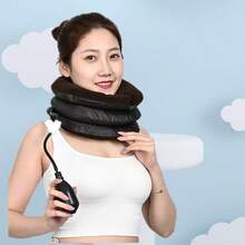 1pc New Hot-Selling 3-Layer Plush Fiber Reinforced Inflatable Neck Traction, Portable Cervical Traction Device, Neck Stretcher, Neck Support - Multicolor - View 2
