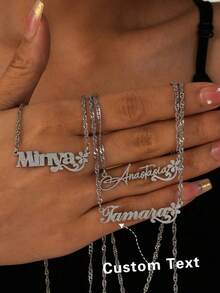 Personal Customized English Name Necklace With Simple Style 18K Gold-Plated Stainless Steel English Nameplate, Elegant Personalized Jewelry For Birthdays And Holidays Gifts For Women, School Supplies, For Teacher Gifts, For University, For Colleague, For Dorm Rooms, For Teacher, For Boys And Girls, For Teenagers, Junior High School Students, Middle School Students, High School Senior High School Students, College Students, University Students, Freshman, Sophomore, Underclassmen,Chic Autum, Chic Winter