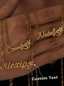 Personal Customized English Name Necklace With Simple Style 18K Gold-Plated Stainless Steel English Nameplate, Elegant Personalized Jewelry For Birthdays And Holidays Gifts For Women, School Supplies, For Teacher Gifts, For University, For Colleague, For Dorm Rooms, For Teacher, For Boys And Girls, For Teenagers, Junior High School Students, Middle School Students, High School Senior High School Students, College Students, University Students, Freshman, Sophomore, Underclassmen,Chic Autum, Chic Winter