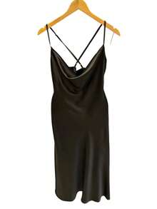 Silk Satin Dress Thin Straps Sexy Elegant Party 2025 - màu đen - Xem 2