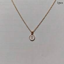 Gold Exquisite Stainless Steel Shell Letter Pendant Necklace, Optional From A-Z, Round Head Pendant Necklace With Waterproof Collarbone Chain, Suitable For Daily Wear