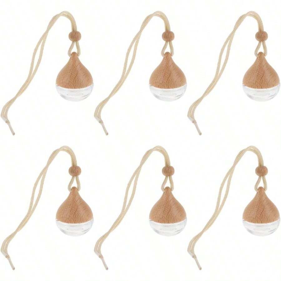Car Perfume Bottle 6Pcs Set Glass Hanging Diffuser Freshener Car Decoration Assorted Color