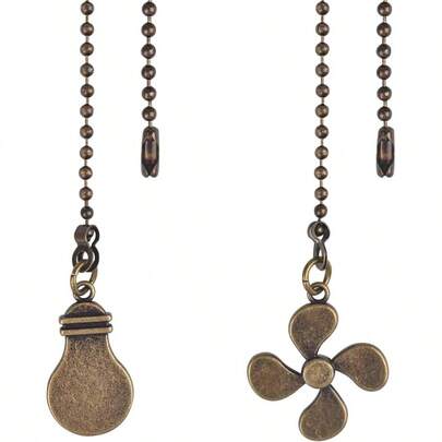 2pcs Ceiling Fans Pull Chain With Connector, Pull Switch, Decorative Brass Chain Toilet Bathroom Living Room Ceiling Fan Fixture Fans And Bulbs