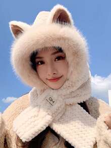 针织帽，厚实保暖冬季韩版宽松休闲帽，时尚纯色防风滑雪帽女