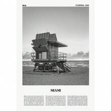 现代地标旅行黑白摄影海报迈阿密巴塞罗那印刷品帆布画墙画家居房间装饰 - 彩色 - 查看 55