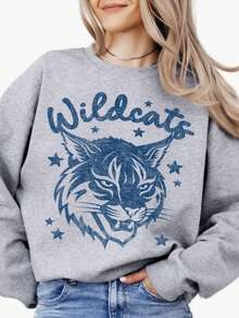 Wildcats Sweatshirt Wildcats Game Day Wildcats Crewneck Wildcats Spirit Wear Wildcats Mascot Wildcats School (2) - Xám - Xem 1