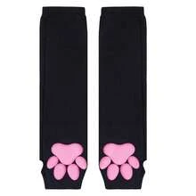 Nydotd Cat Paw Pad Mittens Gloves Kawaii Pink 3D Claw Fingerless Cute Cat Cosplay Gloves Sleeve For Girls Party{"Color_name":"Black","Size_name":"Long"} - Đen - Xem 6