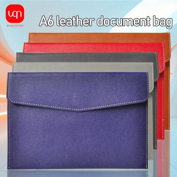 WUQIANNIAN 1 Stück horizontale Leder-Aufbewahrungstasche mit Reißverschluss, Aktentasche für Büro und Geschäft, tragbar, leicht, langanhaltend, minimalistisch, elegant, geeignet für verschiedene Dokumentenaufbewahrung, ideal für die Schulanfang