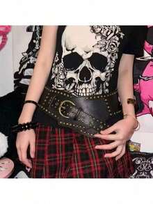American Retro Wide Belt Personality Western Style Wide Belt Irregular Design Fashion 2025 - Black - View 4