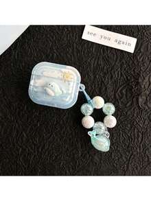 Dolphin/Whale, Flower Rabbit Cat/ Flower Rotatable Anti-Stress Protective Case Compatible With Apple Bluetooth Earphones, Scratch-Resistant And Drop-Proof Protective Case Compatible With Apple Bluetooth Earphone Case - Clear - View 15