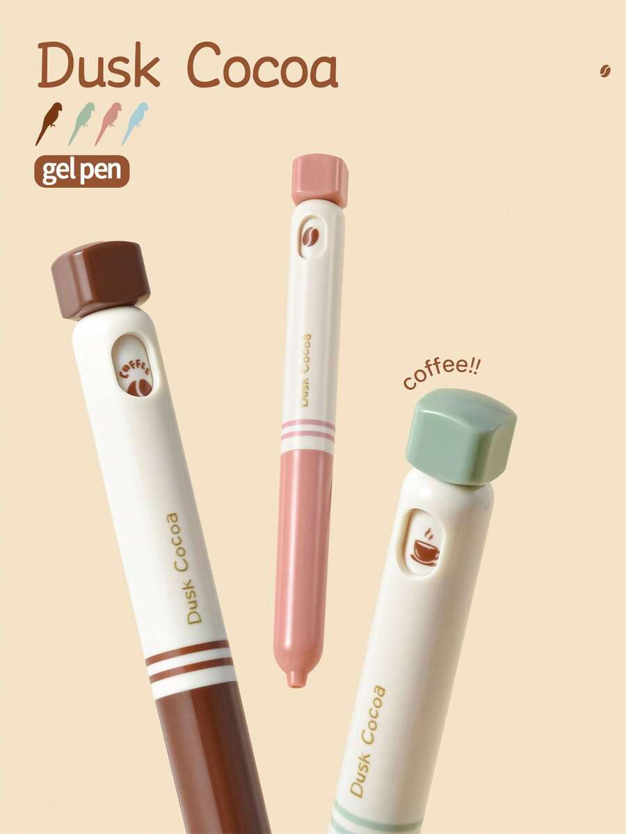 1 pieza Bolígrafo neutro de cacao crepuscular, escritura suave para estudiantes, exámenes y estudio, diseño creativo de alta calidad - Presione el bolígrafo de gel - Ver 1