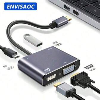USB C To HDMI-Compatible VGA Type C USB 3.0 HUB Adapter Compatible With MacBook Switch OLED Phone Laptop