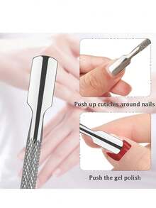 Ferramenta profissional para remoção de estrato córneo, empurrador e raspador de estrato córneo de metal, removedor de estrato córneo de dupla face para nail art e pedicure