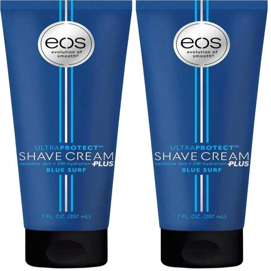 Eos UltraProtect Men's Shave Cream- Blue Surf, 24-Hour Hydration, Non-Foaming Formula, 7 Fl Oz (Pack Of 2) - ColorA - View 1
