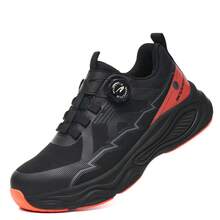 Calçados de trabalho industriais masculinos para armazém, calçados de leves, respiráveis, de alta elasticidade e antiderrapantes para esportes ao ar livre, com biqueira de aço, antifuro, fivela rotativa, calçados de proteção de trabalho (formato pequeno pela metade do tamanho)