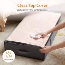 4 Pack 95L Under Bed Storage Bins, Foldable Closet Organizers And Storage Containers, Underbed Storage Bags With Reinforced Handle Blanket, Clothing, Comforter, Sheets, Wrapping Paper,