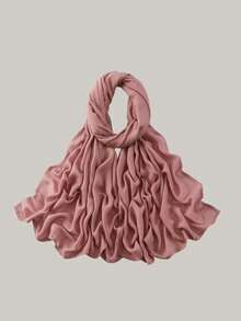 1 pieza Hiyab de viscosa modal sólido, pañuelo ligero y transpirable de moda, con acabado de puntada doble, artesanía refinada, pañuelo para mujer, adecuado para todas las estaciones