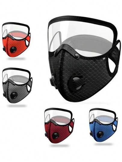 1pc Cycling Protective Face Shield, Sports Mask Filter, Dust Insulation Mask, Protective Lenses, Removable Bicycle Mask With Filter, Activated Carbon Mesh Bicycle Half Mask, Outdoor Sports, Unisex, Reusable Mask, Winter Cycling Anti-Fog, Activated Carbon Mask, Dustproof, Windproof Warm Bicycle Mask, Mountain Bike With Air Valve, Dust Mask