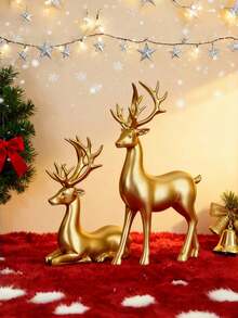 2pcs Christmas Elk Modern Decorative Crafts Ornaments Porch TV Cabinet Light Luxury Creative Living Room Wine Cabinet Ornaments, Suitable For Christmas Day Gifts.