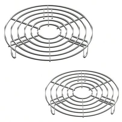 Stainless Steel Round Steam Rack 2 PCS MultiPurpose Cooking Rack For Microwave Oven Pressure Cooker Cake Pan Durable Roasting And Cooling Rack