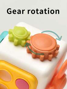 1 件蒙特梭利教育拼图立方体 6 合 1 多功能玩具，早期学习认知发展，灵活手指锻炼，包括孔、风扇、按钮、声音盘、齿轮、轨道、镇静玩具、软橡胶材质、高温消毒 - 彩色 - 查看 7